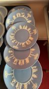 Set of six Wedgwood Portland blue jasperware dessert plates