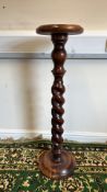 Barley-twist walnut pedestal stand