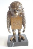 Bronze monkey (Laugh Now) inspired by Banksy on ma