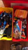 Assorted Lego bricks and elements in two tubs