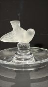 Lalique France Moineau crystal sparrow ring dish