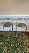 Pair of chrome tubular bar stools