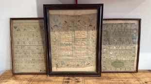 Three early 18th century silk needlework samplers