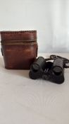 Vintage 8Ã— Prism Binoculars with Leather Case