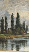 J.G. Greenfield â€“ River Bend with Poplars, oil on canvas