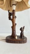 Black Forest style carved wood cat and Scottie table lamp