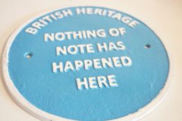 Cast iron British heritage sign