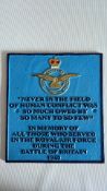 RAF Battle of Britain 1940 commemorative plaque