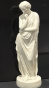 Possible Unmarked Belleek figure of a contemplative classical maiden