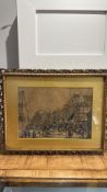 Victorian Hand-Coloured Lithograph in Gilt Frame