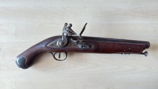 Early 19th-century flintlock tower napoleonic horse pistol Large smooth-bore flintlock pistol with