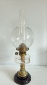 Glass and brass table oil lamp