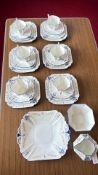 Shelley England Art Deco hand-painted bone china tea service