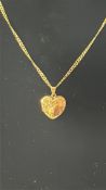 9ct Gold chain & heart shaped pendant Total weight