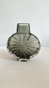 Whitefriars sunburst vase designed by Geoffrey Baxter, 15.5cm high grey art glass vase