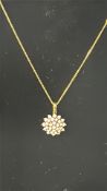 9ct Gold chain & opal cluster pendant Weight 4.5g