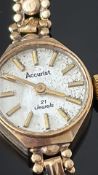 9ct Gold case & strap Accurist ladies wristwatch W