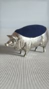 Extra large silver pig pin cushion stamped 800
