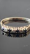 9ct Gold ring set with sapphire & white Weight 1.7