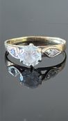 9ct Gold ring set with white stones Weight 2g Size