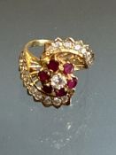21ct Gold ring set with 21 diamonds & 6 rubies. Ce