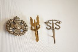 3 Military badges S.S command, waterloo & Who dare