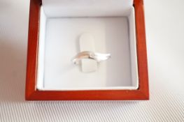 Boxed silver & diamond ring