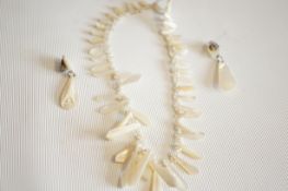 Boxed mother of pearl necklace & earrings