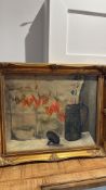 Still Life with Physalis and Tankard, oil on canvas