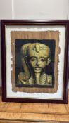 Framed Egyptian Papyrus Painting of Pharaoh