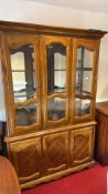 French Provincial style walnut veneered glazed display cabinet