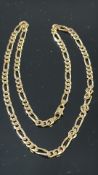 9ct Gold Figaro chain Length 54 cm Weight 22.7g