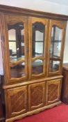 French Provincial Style Walnut Display Cabinet, Late 20th C.