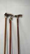 Three Vintage Walking Canes