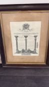 Framed Masonic United Grand Lodge Certificate, early 20th century