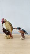 Beswick woodpecker and kingfisher ceramic figures