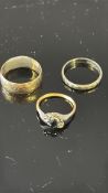 Gold ring carat unknown (re seized) set with sapph
