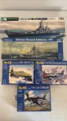 Group of five military plastic model kits