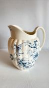 Minton Victorian blue and white transfer-printed ironstone jug