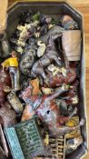 Vintage card games and cast-lead animal figures, c.1940 - 60s