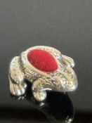 Silver frog pin cushion