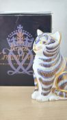 Royal Crown Derby Imari-decorated cat paperweight