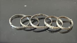 5 Silver bangles Weight 27g