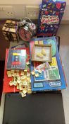Assorted vintage games, novelty clock and curios, 8 pieces