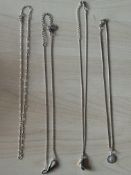 4x Silver chains - 3 with pendants