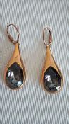 Swarovski gold-plated blue gem stone drop earrings