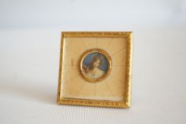 Framed miniature watercolour portrait