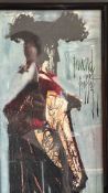 Bernard Buffet print, Figure in Costume, 1958 (87cm x 32cm including frame)