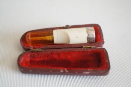 Silver amber cheroot holder
