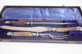 Boxed Scottish stag horn carving set